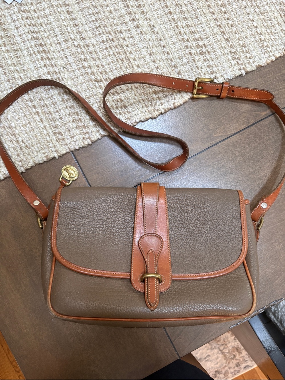 Dooney & Bourke Brown Pebbled Leather Crossbody with Saddle Trim